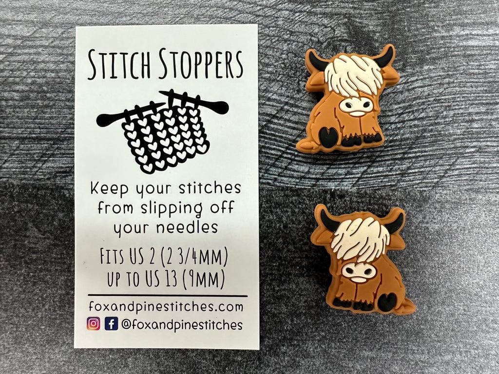 fox & pine stitch stoppers highland cows