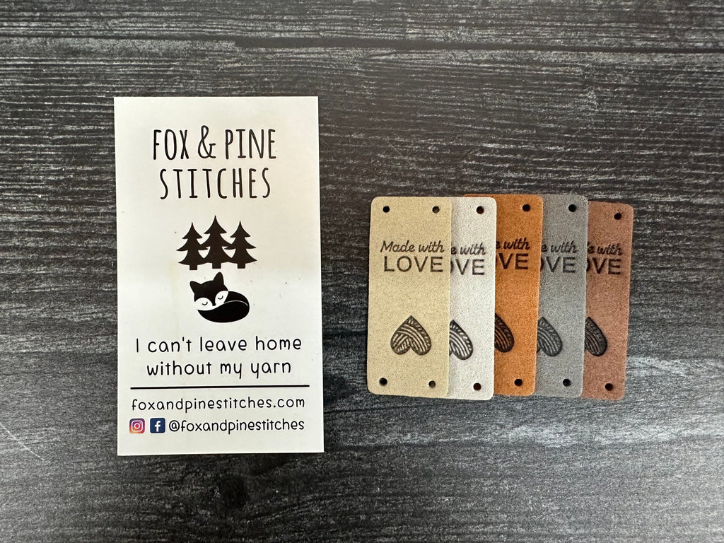 fox and pine fold over tag made with love neutrals