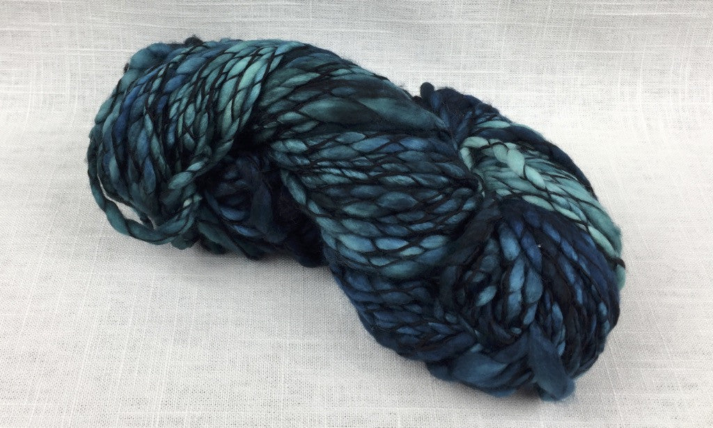 malabrigo caracol thick thin hand dyed CAR412 Teal Feather blue green