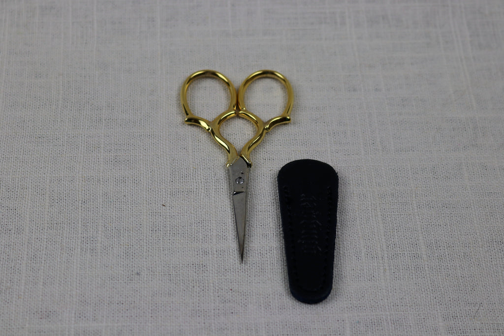 gingher embroidery scissors epaulette with leather sheath